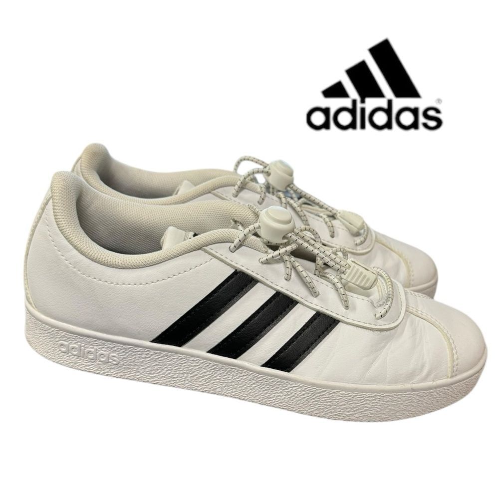 Adidas VL Court 2.0 J Cloud White Big Kids White Black Sneakers 5